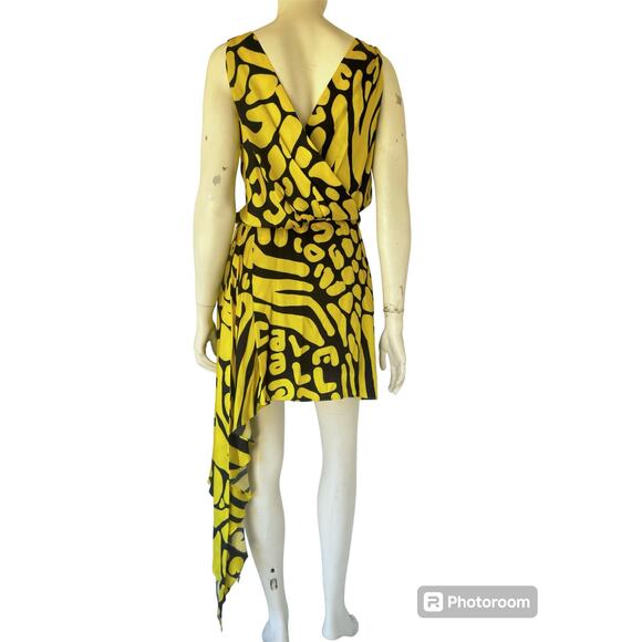 JUST CAVALLI NWT Asymmetric printed satin mini dress sz 42 / M - Picture 6 of 10